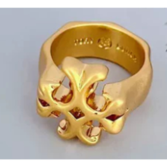 Tory Burch Roxanne Logo Ring - Size 7 - Tory Gold - Picture 1 of 3
